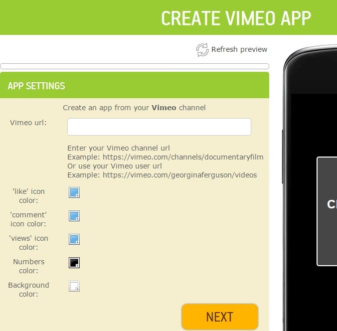 New template: Vimeo App Making Template Online App Creator