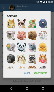 send stickers in instant messaging application