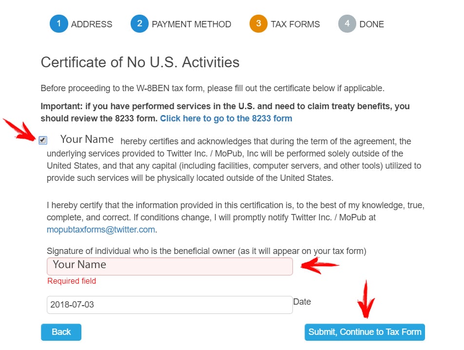 Tax Form - App Monetization