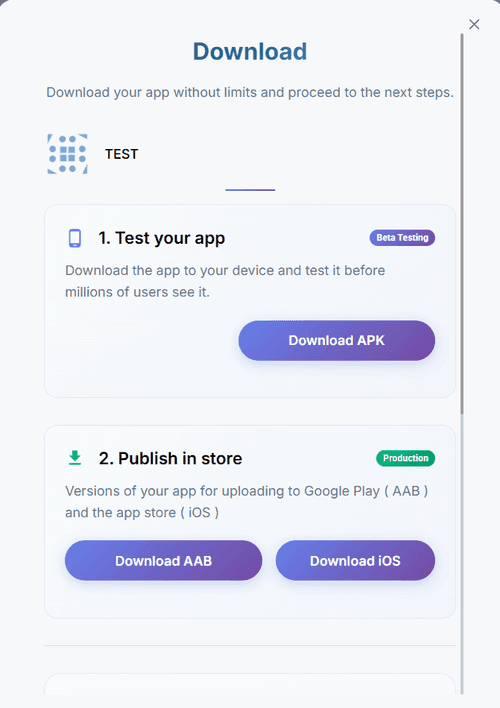 Install your Android app screen