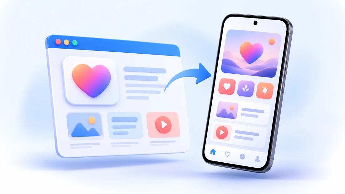 Illustration of a Lovable web project becoming an Android app