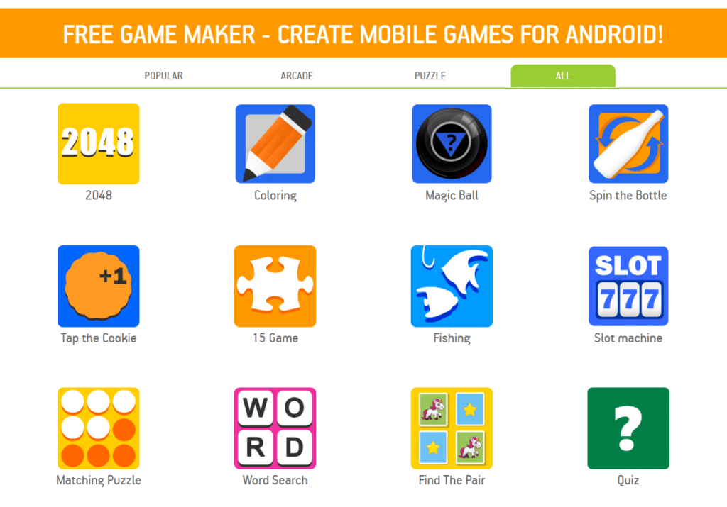 Make A Games Android App With Android App Templates