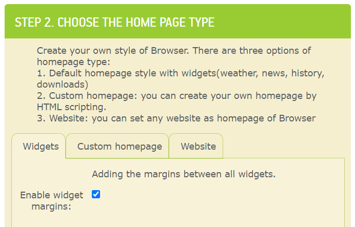 choose home page type