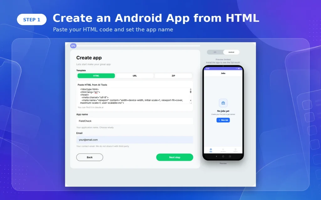 How to Convert HTML to APK for Free 1 Creating an Android app from HTML code in AppsGeyser