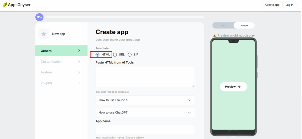 HTML to APK converter online