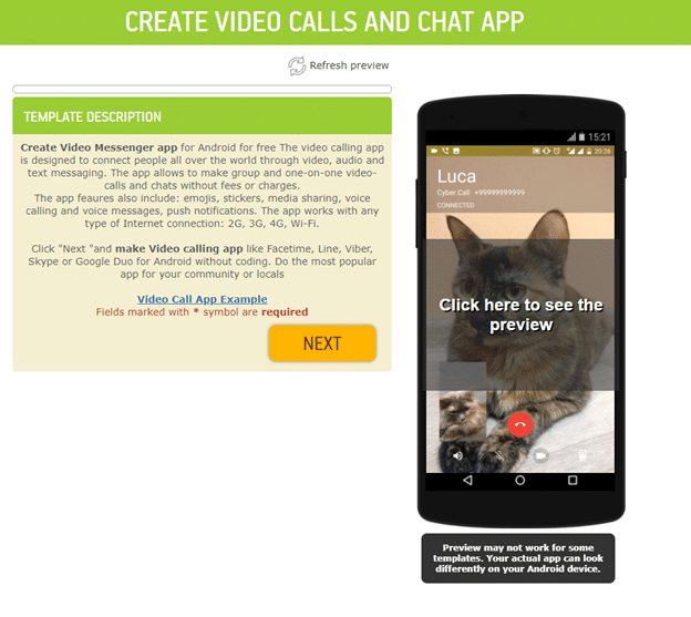 video calls app template