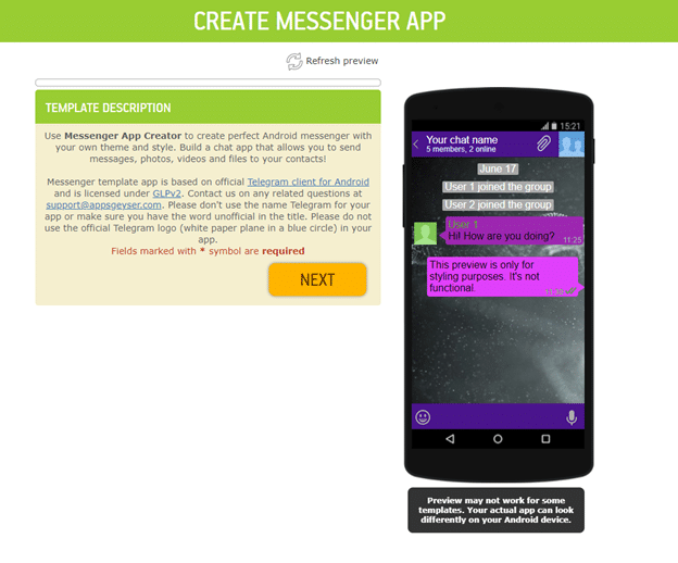 messenger app template