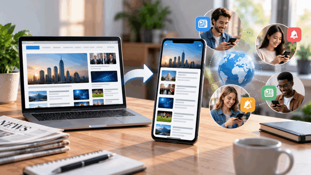 News website converted into an Android news app for mobile readers