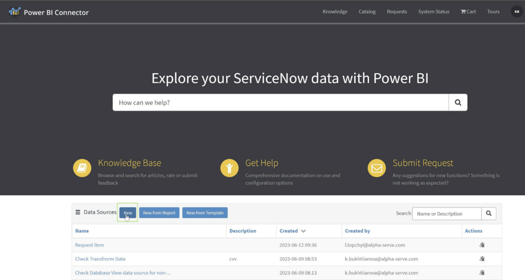 Power BI Connector page