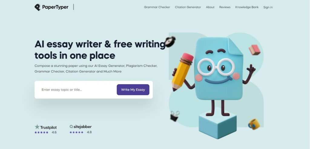 8 Best AI Writing Generators for Every Need 2 PaperTyper AI paper writing