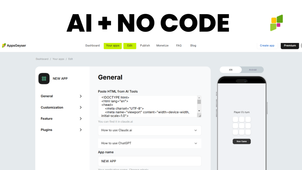 AI and No code app builder