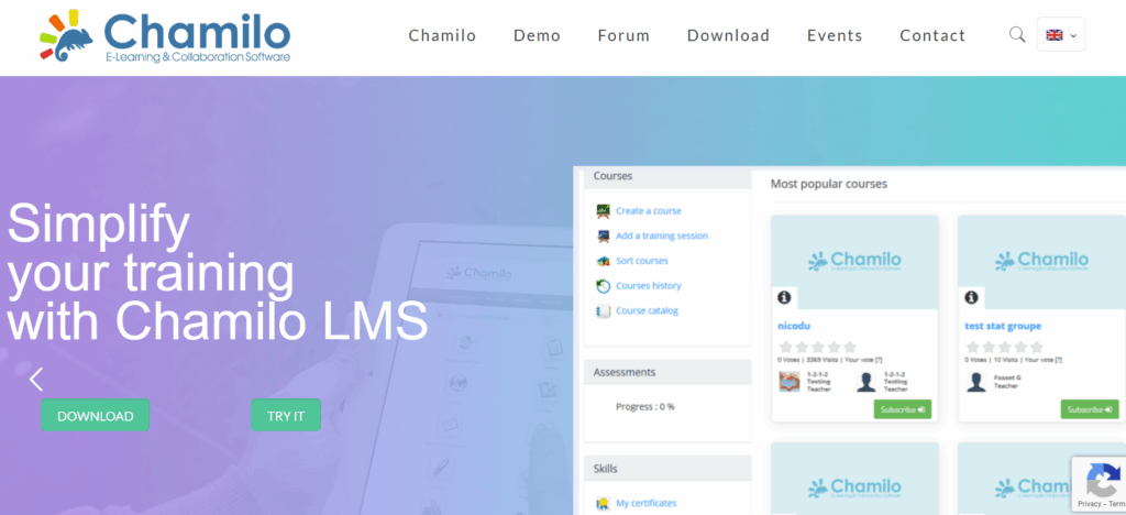 Chamilo Lms home page