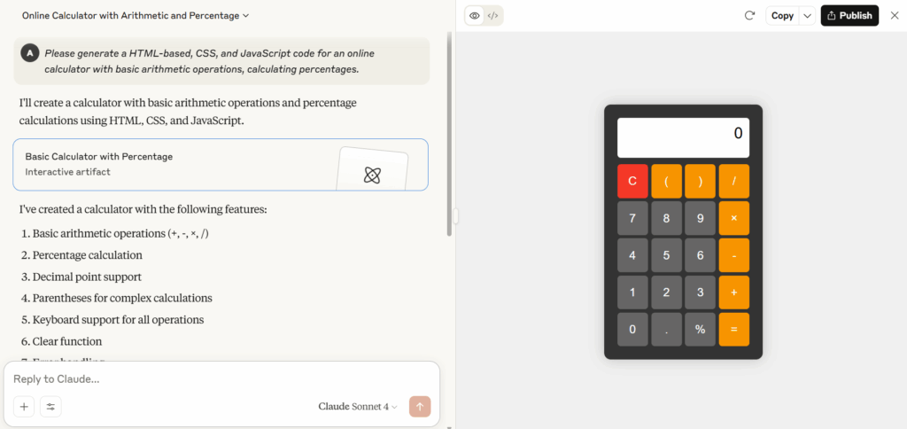 Create a calculator with Claude ai tool