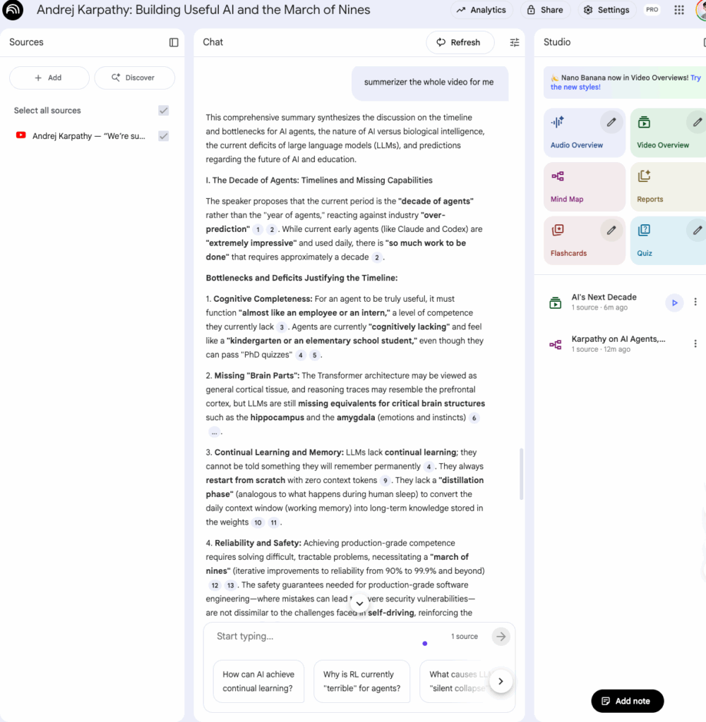 Google NotebookLM Prompt-based Summary