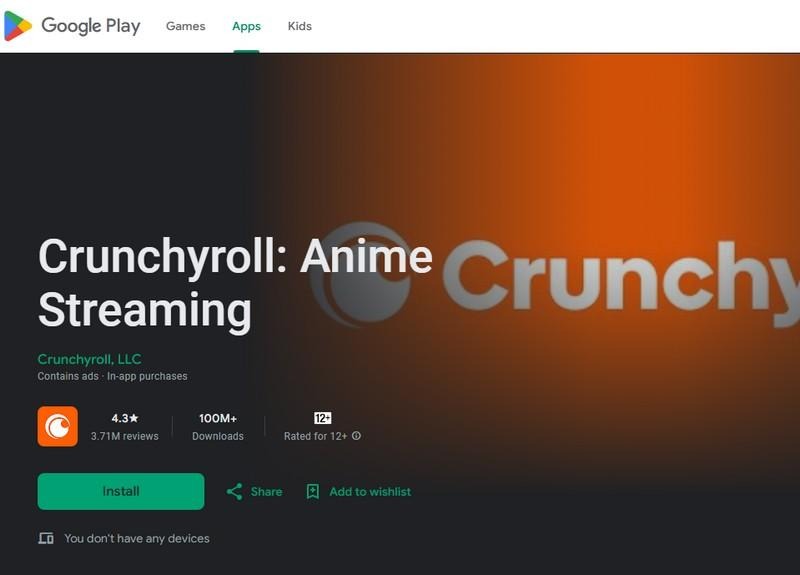 Crunchyroll app for android