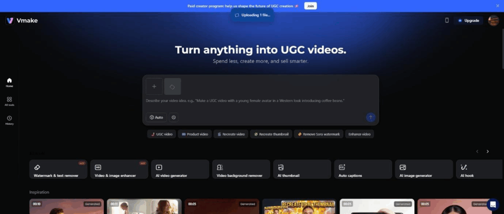 Vmake workspace for uploading a 1080p gaming video