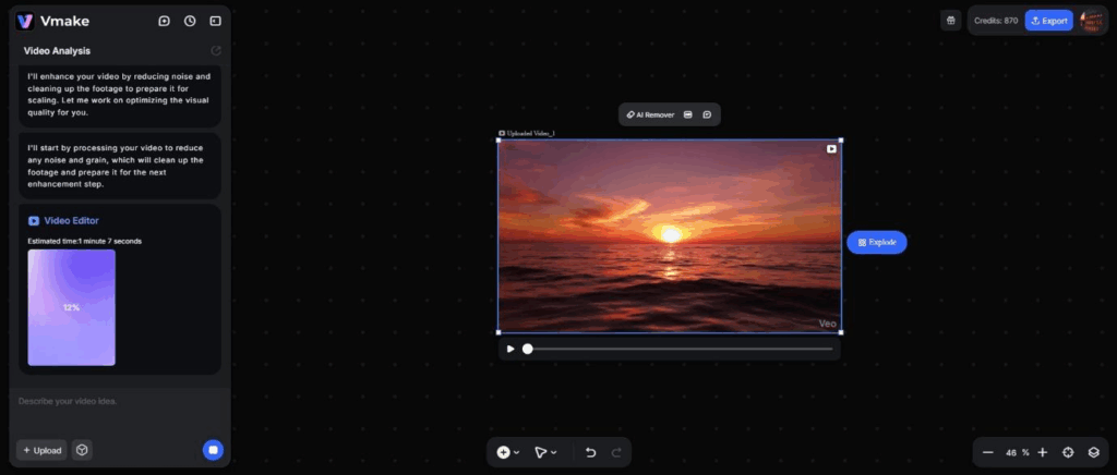 Vmake enhancement settings before upscaling gaming footage