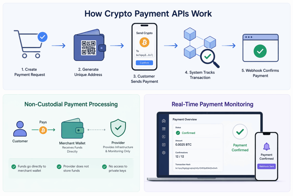 How crypto payment APIs Work