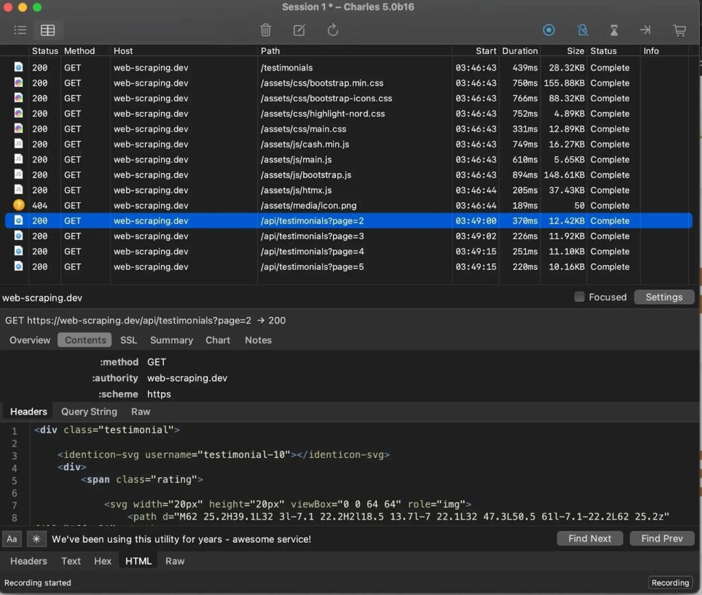 Using proxies for debugging