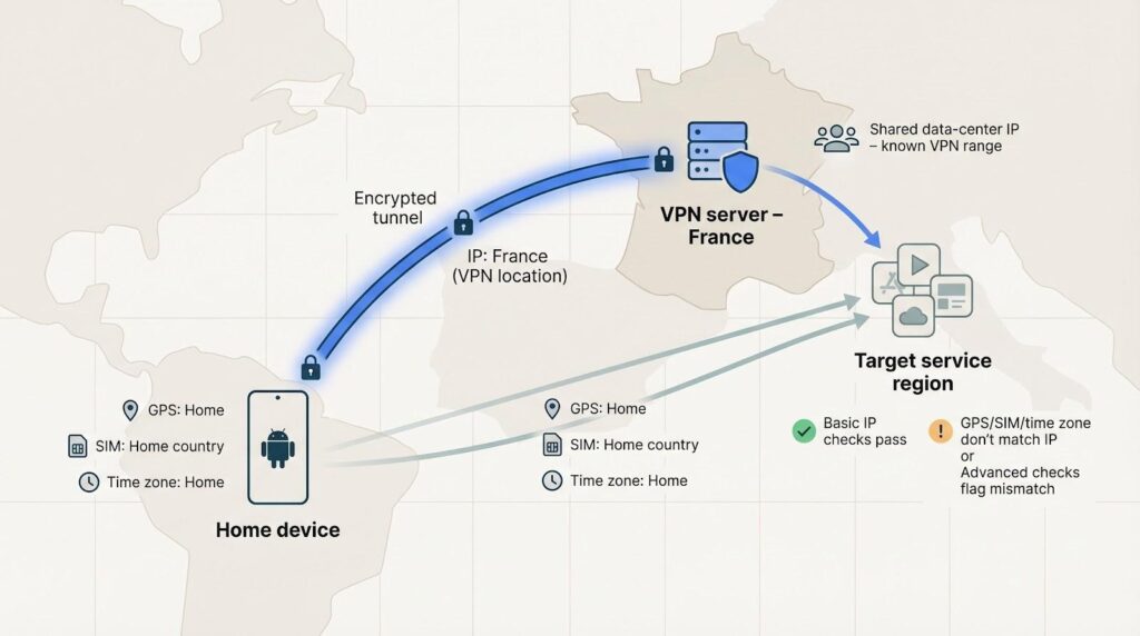 Geo-testing with VPNs